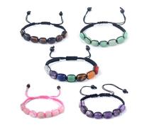 LE SKY - Natural Glass Bracelets Adjustable Hand Woven Yoga Energy Jewelry, Ajustable, Stone, Crystal