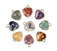 LE SKY Natural Healing Stone Pendant Faceted Love Heart Crystal Charm Jewelry Making DIY Necklace Gift 8pcs Crystal