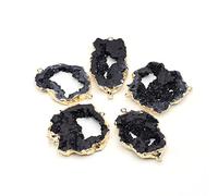LE SKY Natural Stone Connectors Colorful Irregular Druzy Geode Agate Gold Edge Stone Link Charms for Jewelry Making Necklace, Agate Stone