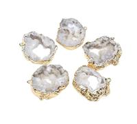 LE SKY natural stone connectors colorful irregular druzy geode agate golden edge stone link charms for jewelry making necklace, Stone Agate, Agate