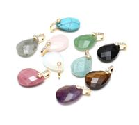 LE SKY Natural Stone Pendant Healing Crystal Gemstone with Rhinestone Charm Jewelry Making Necklace DIY Craft Gift, Crystal