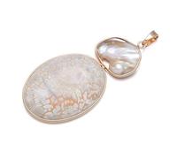 LE SKY natural stone pendants, natural freshwater pearl and coral jade pendants for jewelry making 31X76mm (2 PCS).