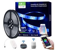 LE Smart LED Strip Lights 5M Outdoor Waterproof IP65, Voice App Remote Control, Works with Alexa and Google Home, 150 LEDs RGB LED Lights for Bedroom TV Party Kitchen (2.4GHz WiFi Only)