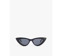 Le Specs Womens Le Specs Hypnosis Cat Eye-Frame Plastic Sunglasses Black 1Size