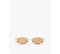 Le Specs Womens Le Specs Outta Love Oval-Frame Plastic Sunglasses Ecru 1Size