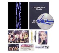 LE SSERAFIM - 4th Mini Album [CRAZY] (Vol.1) Outer Box + Booklet + Lyric Book + Sticker + Postcard + Folding Poster Photocard + Paper Toy + 2 Pin Badges + 4 Extra Photocards