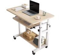 le Standing Desk with Wheels Adjustable Study Table & Laptop Stand Couch Sofa Table with Pull-Out Keyboard Tray & Sto Shelf for Home Office