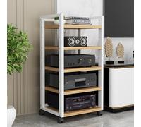 le Ste HiFi Rack Multi Functal o Stand for Living Room & Office Rolling HiFi Rack with Universal Wheels 1 4 Levels Ste Conent Cabinet (White + Yellow)