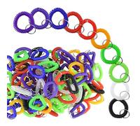 LE-stone 100Pcs Wrist Coil Keychain 10 Colors Plastic Elastic Stretchable Spiral Bracelet Wrist Band Key Ring Chain for Outdoor Sports Identity Tag Hair Band Gym Exercise Workshop