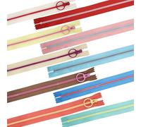 LE-stone 20Pcs Nylon Zippers with #3 Lifting Ring Pull Set Mixed 10 Colors Close End Resin Zipper Fasteners for Sewing Crafts Zipper Replacement DIY 20cm/ 8inch (20cm)