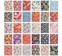 LE-stone 30Pcs Quilting Cotton Fabric Japanese-Style Patterns 8" x 10" Pre-Cut Fabrics of Peacocks Flowers Carp Red-Crowned Cranes Patchwork Printing for Sewing Cloth Bags Handicrafts DIY