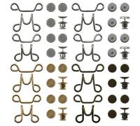 LE-stone 40 Pieces Adjustable Waist Buckle Extender for Jeans Set 4 Styles 2 Sizes No Sewing Required Reusable Jean Buttons Pant Waist Tightener for Replacement Jean Button for Pants