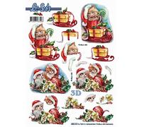Le Suh Christmas Cats 3D Die Cut Decoupage Sheet