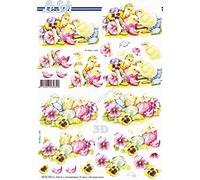 Le Suh Fluffy Yellow Chicks Hatching From Decorated Easter Eggs 3d Decoupage Step by Step Sheet