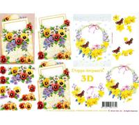 Le Suh Girls With Daffodil Flowers In Their Hair 3d Decoupage Step by Step Sheet