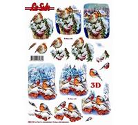 Le Suh Robin's in The Snow 3D Die Cut Decoupage Sheet - NO Cutting