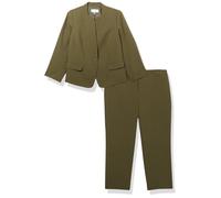 Le Suit Women's One Button Blazer & Pull-on Pant, Hunter, 8