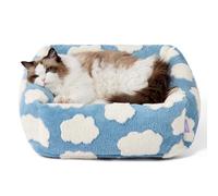 LE SURE Cute Dog Bed for Small Dogs & Cats- Washable Puppy Beds,Cozy Rectangle Orthopedic Pet Sofa with Jacquard Shaggy Plush & Anti Slip Bottom,20x19x6inches