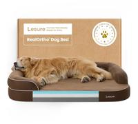 LE SURE RealOrtho™ Orthopedic Dog Beds - Large Memory Foam Dog Sofa, 122cm | Premium 3-Layer Supportive Foam Pet Sofa Couch, Senior Joint Support with Waterproof Washable Cover for Deep Sleep, Brown