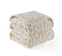 LE SURE Washable Dog Blanket Twin - 152x203cm Waterproof Blanket for Dogs and Cats, Twin Patterned Bed and Sofa Couch Throw Protector with Soft Plush, Cream