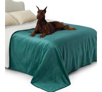 LE SURE Waterproof Dog Blanket,218x274cm Fleece Blanket Washable,Dark Green