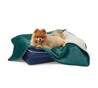 LE SURE Waterproof Dog Blanket Washable - 80x60cm Puppy Fleece Blanket For Small Dogs and Indoor Cats, Personalised Pet Throw Protects Bed and Sofa with Soft Plush, Dark-green