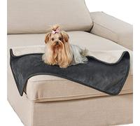 LE SURE Waterproof Dog Blanket Washable - 80x60cm Puppy Fleece Blanket For Small Dogs and Indoor Cats, Personalised Pet Throw Protects Bed and Sofa with Soft Plush, Grey Black