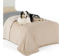 LE SURE Waterproof Fleece Blanket Washable - 152x203cm Blanket For People and Large Dogs, Versatile Twin/Double Dog Throw Protects Bed and Sofa with Soft Plush, Cream