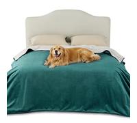 LE SURE Waterproof Fleece Blanket Washable - 229x218cm Blanket For Large Dogs and Pets, Versatile Dog Throw Queen Protects Bed and Sofa with Soft Plush, Dark Green