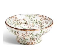 LE TAUCI 25 cm Ceramic Decorative Bowl, Key Bowl for Entryway, Handcrafted Sturdy Pedestal Bowl, French Country Bowl for Kitchen Counter, Centerpiece, Vine Green