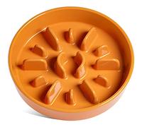 LE TAUCI Ceramic Dog Bowl, Anti-Slinging Bowl for Medium and Small Dogs, Slow Eating and Fun for the Dog, Feeding Bowl with Non-Slip Design (Sun Orange, L-1200 ml)