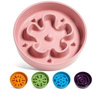 LE TAUCI Ceramic Slow Feeder Dog Bowls Small Breed, 0.6 Cups Dog Food Dish for Fast Eaters, Puzzle Bowl for Small Dogs and Cats,Pink Bloom