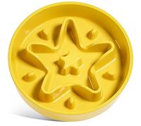LE TAUCI Ceramic Slow Feeder Dog Bowls Small Breed, 0.6 Cups Dog Food Dish for Fast Eaters, Puzzle Bowl for Small Dogs and Cats, Star Yellow