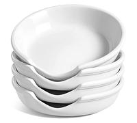 LE TAUCI Ceramic Spoon Rest for Stove Top, 12 cm Spoon Holder for Kitchen Counter, Kitchen Gadgets, Coffee Spoon Cradle, Home Accessories for Utensils, Set of 4, White