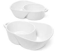 LE TAUCI Chip & Dip Bowls, Anti-Fog Cereal Bowl, Soup & Side/Cracker Bowl Sets for Breakfast, Soup and Sandwich, Bread Dip Bowls, 2-Piece Set, White