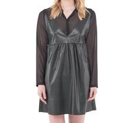 Le Temps Des Cerises Women's Tonya Dress with Shirt, Black Faux Leather, Size M