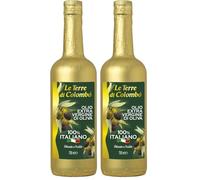 Le Terre di Colombo - 100% Italian Extra Virgin Olive Oil - Gold-Wrapped Bottle - 0.75 L (Pack of 2)