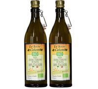 Le Terre Di Colombo â€“ 100% Italian Biological Organic Extra Virgin Olive Oil - BIO - Ribbed Bottle With Mechanical Cap - 0.75L (Pack of 2)