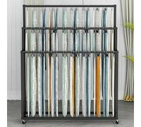 le Textile Sto Rack with Wheels Lar Fabric Display Unit for Clothes & Scarves White Steel e 120x35x150cm / 47x14x59in