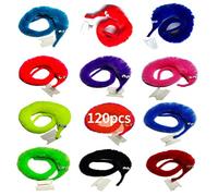 LE TOOTER 60 Pack Fuzzy Worm Toys String Pets Fuzzy Worms On String Bulk Trick Toy Party Favors for Kid Cat (12 Colors)