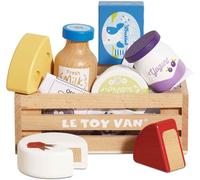 Le Toy Van Cheese & Dairy Wooden Market Crate Playset for Ages 3 & Up