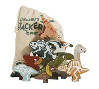 Le Toy Van Wooden Jurassic Stacking Dinosaurs & Bag | Girls & Boys 10 Piece Stacking Play Set - Suitable for Ages 18+ Mths