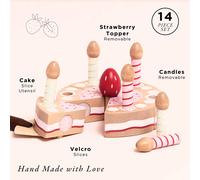 Le Toy Van Sliceable Birthday Cake & Candles TV273 - 14 Piece Pretend Play Set