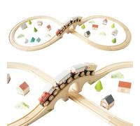 Le Toy Van TV702 Wooden Figure of 8 Plastic Free Set with Universal Compatible Train Track Transportation and Vehicles, Multicoloured
