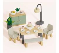 Le Toy Van Wooden Dolls House Dining Room ME056C - 18 Piece Set