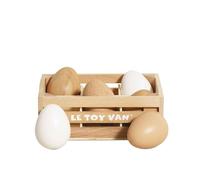 Le Toy Van - Wooden Honeybee Market Farm Eggs Half Dozen Crate | Supermarket Pretend Play Shop Food, Beige Tones
