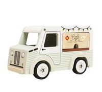 Le Toy Van Wooden Mobile Café Van - FSC® 100% Certified Sustainable Wood Toy - Vintage Style Coffee Truck for Kids - Plastic-Free Pretend Play Vehicle
