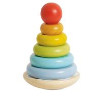 Le Toy Van - Wooden Rainbow Stacker | Girl & Boy 7 Piece Rainbow Wobbling Ring Stacker - Suitable for 18+ months