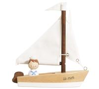 Le Toy Van - Wooden Sailing Boat & Captain | Fire the Imagination with Textile Sails Childs Play toy - Suitable for Ages 3+ years, White