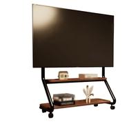 le TV Stand on Wheels for 32-75" TVs Cold-Rolled Steel Monitor Cart with Pegboard Sto Double-Layer Design for Bedroom Living Room & Office (Black)